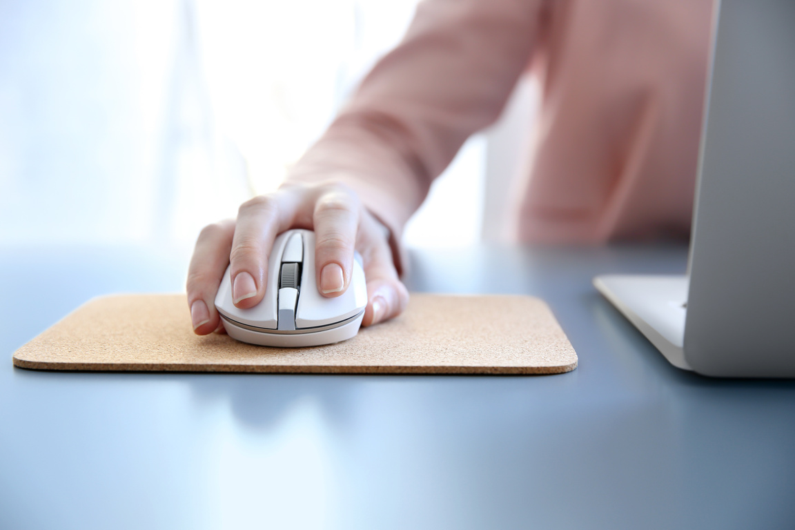 Woman Using a Computer Mouse
